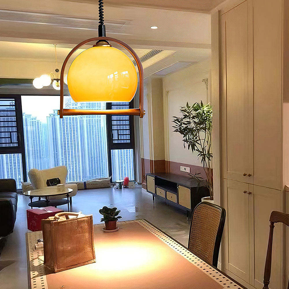 Vintage Bauhaus Orange Wood Pendant Lights -Lampsmodern-UK