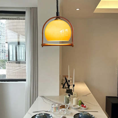Vintage Bauhaus Orange Wood Pendant Lights -Lampsmodern-UK