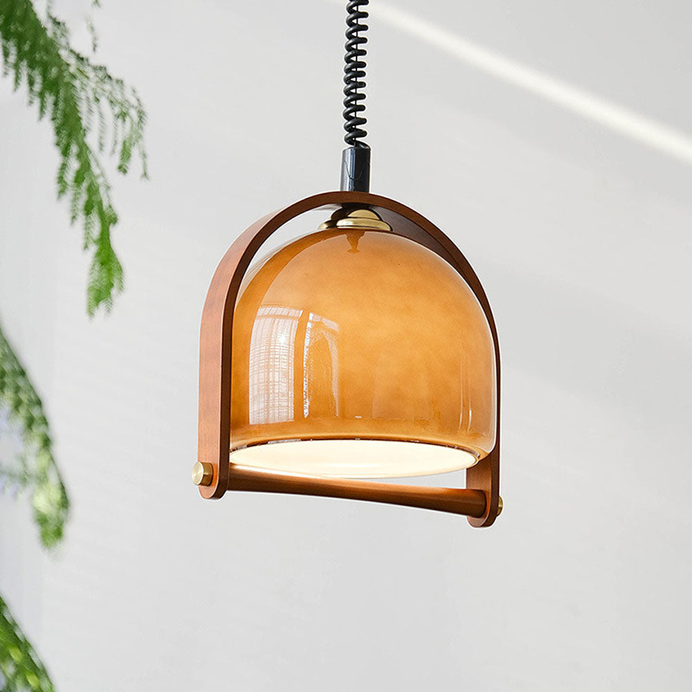 Vintage Bauhaus Orange Wood Pendant Lights -Lampsmodern-UK