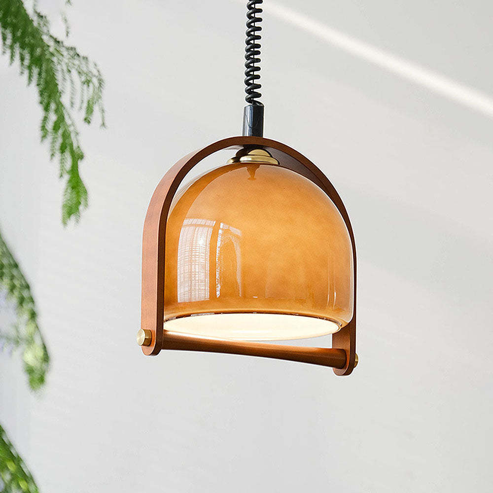 Vintage Bauhaus Orange Wood Pendant Lights -Lampsmodern-UK