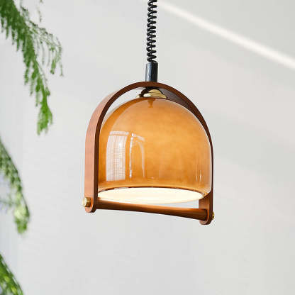 Vintage Bauhaus Orange Wood Pendant Lights -Lampsmodern-UK