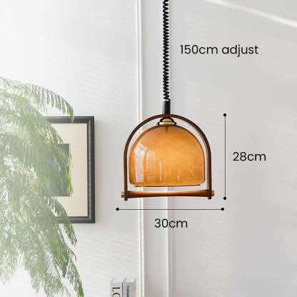 Vintage Bauhaus Orange Wood Pendant Lights -Lampsmodern-UK