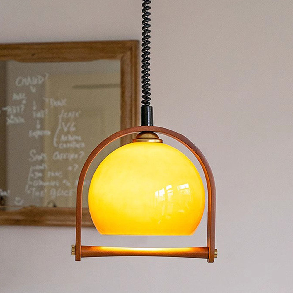 Vintage Bauhaus Orange Wood Pendant Lights -Lampsmodern-UK