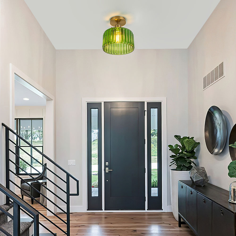 Green Industrial Vintage Glass Ceiling Light