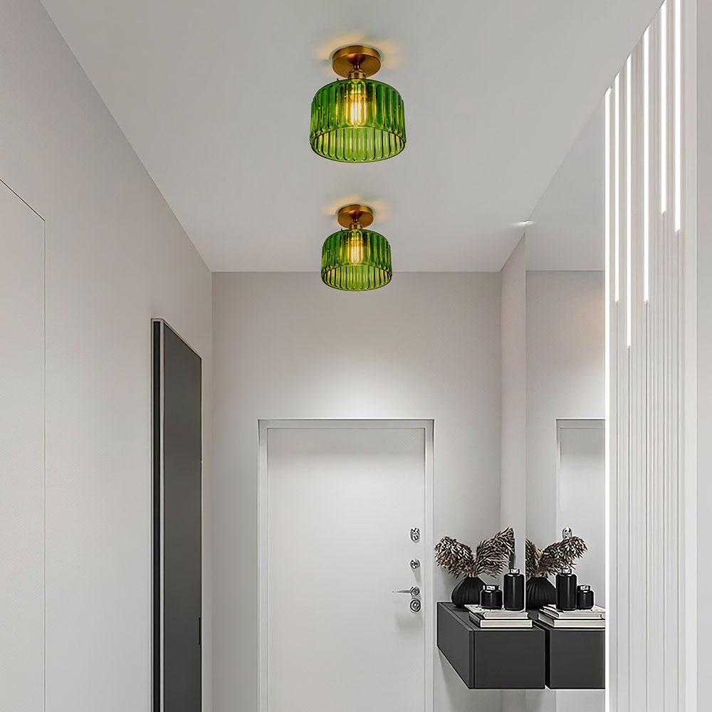 Green Industrial Vintage Glass Ceiling Light