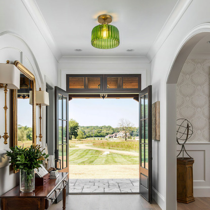 Green Industrial Vintage Glass Ceiling Light