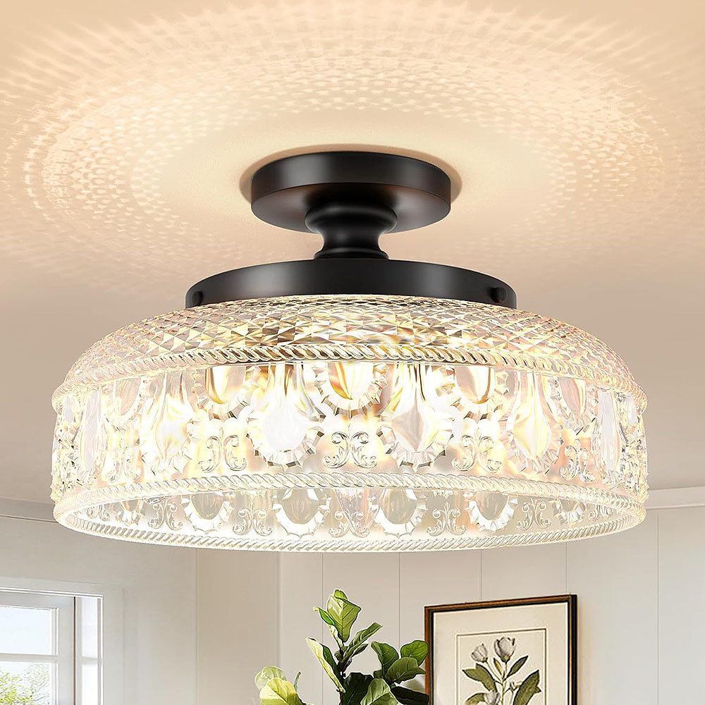 Nordic Crystal Semi-Flush Mount Entryway Ceiling Lamp