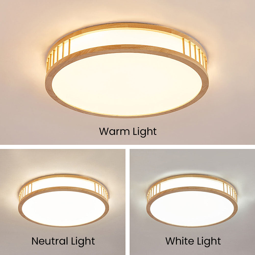 Wood Color LED Semi Ceiling Light For Bedroom