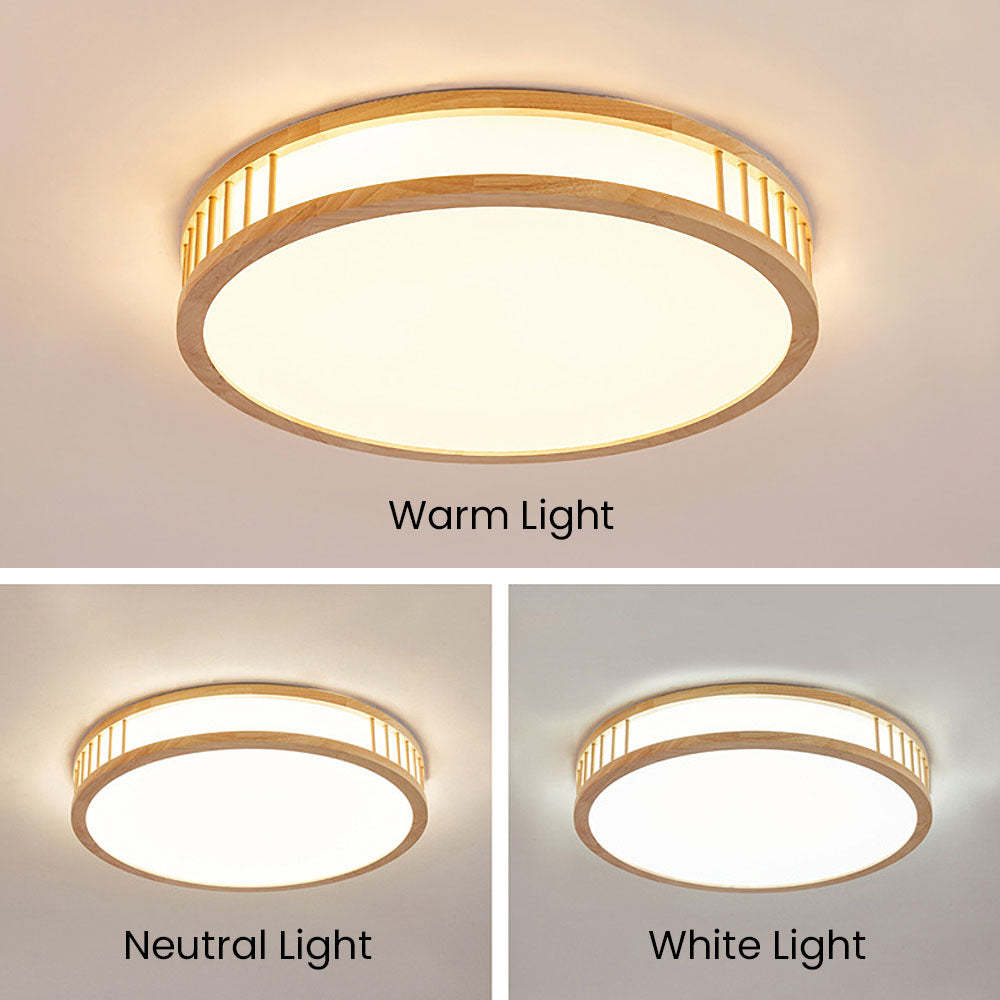 Wood Color LED Semi Ceiling Light For Bedroom