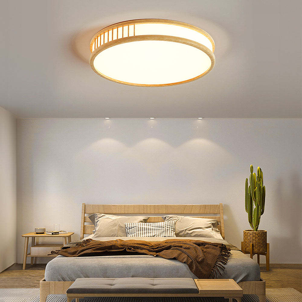 Wood Color LED Semi Ceiling Light For Bedroom