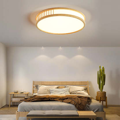 Wood Color LED Semi Ceiling Light For Bedroom