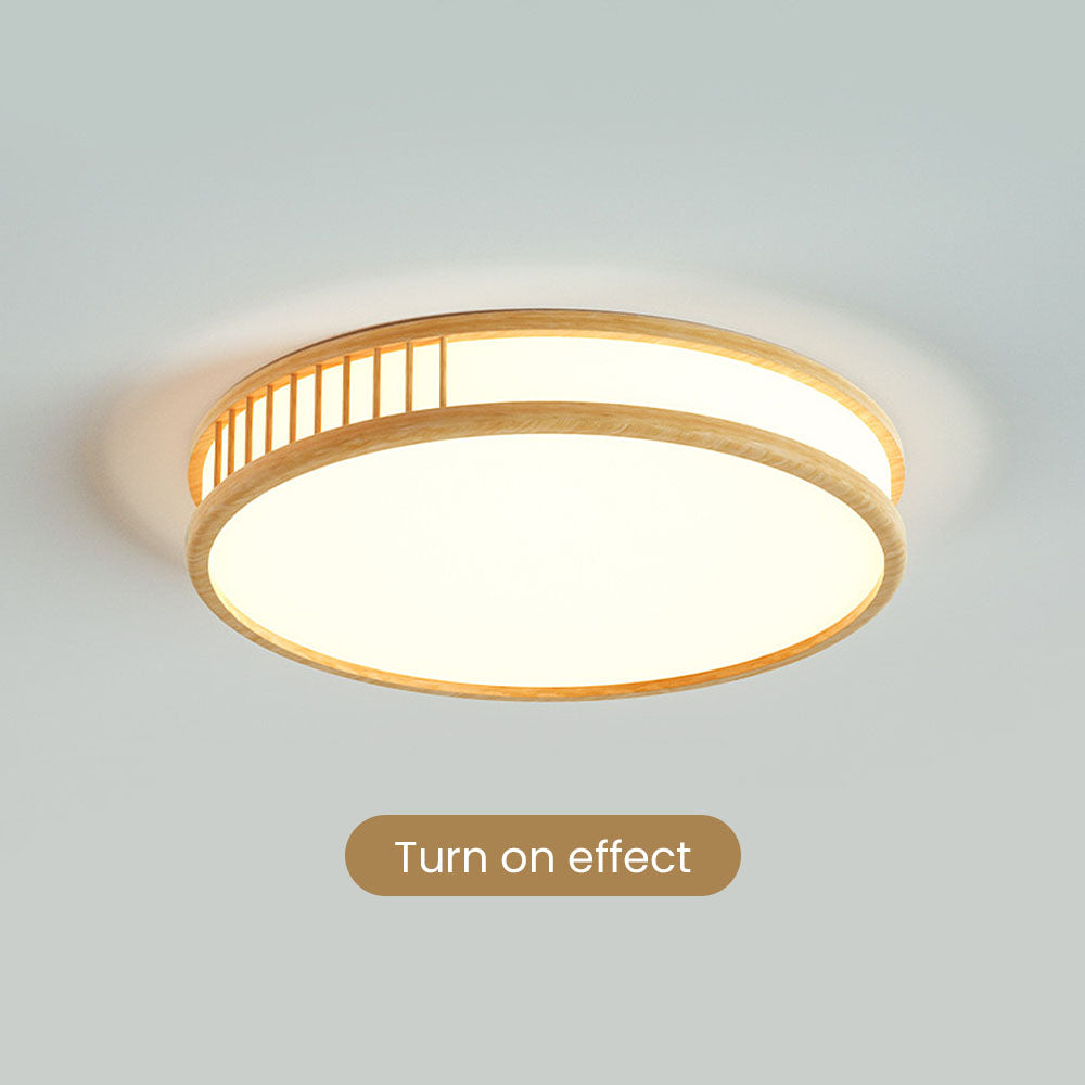 Wood Color LED Semi Ceiling Light For Bedroom