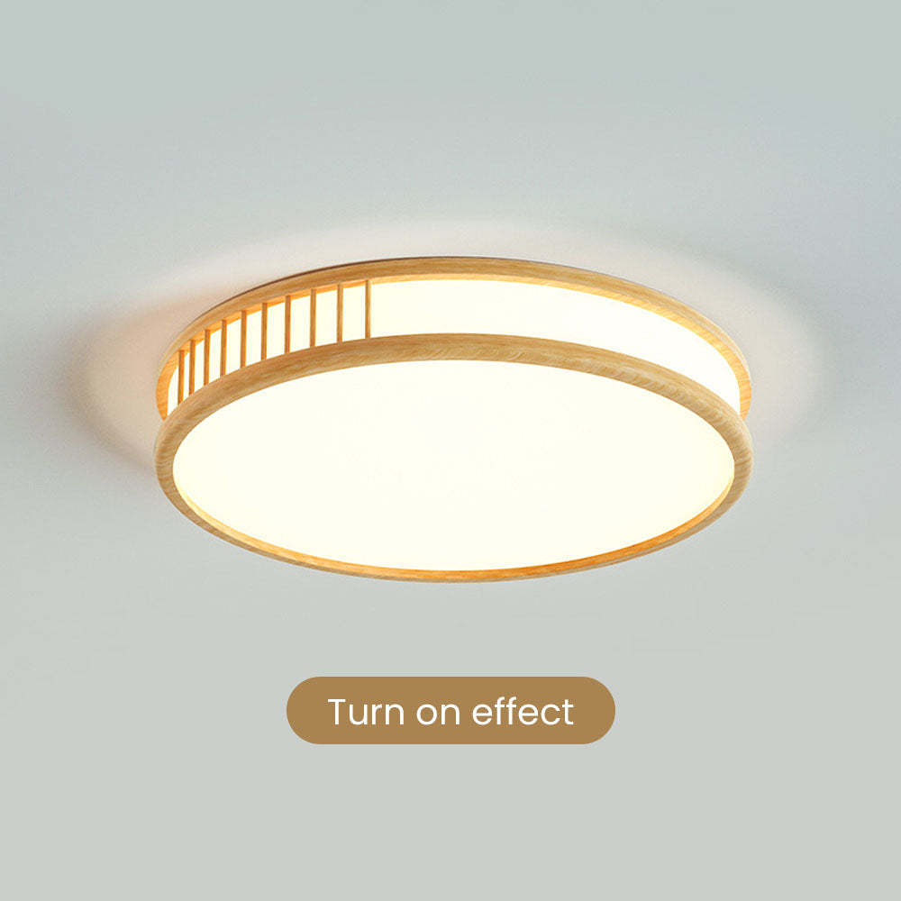 Wood Color LED Semi Ceiling Light For Bedroom