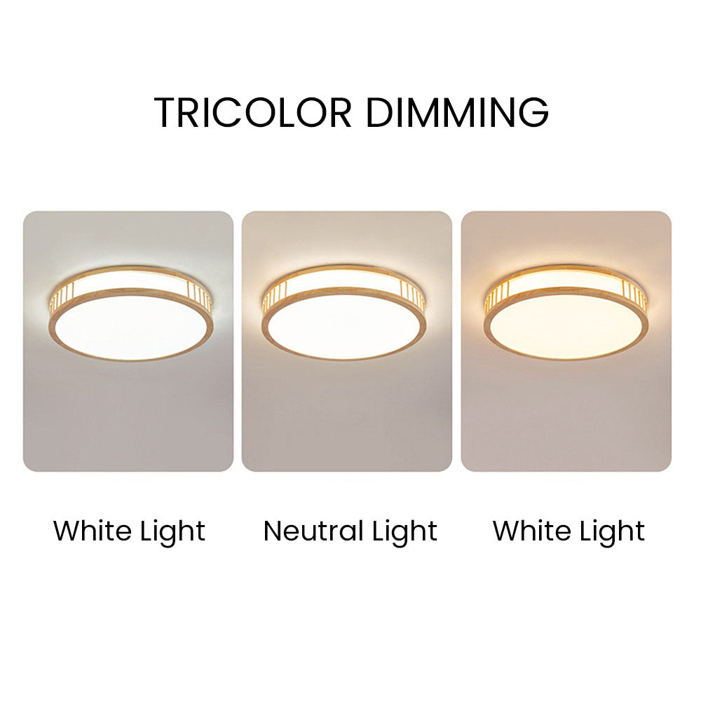 Wood Color LED Semi Ceiling Light For Bedroom