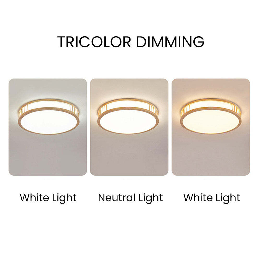 Wood Color LED Semi Ceiling Light For Bedroom