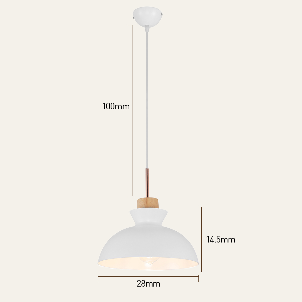 1-Bulb Art Decor Iron And Wood Round Pendant Lights For Dining Room