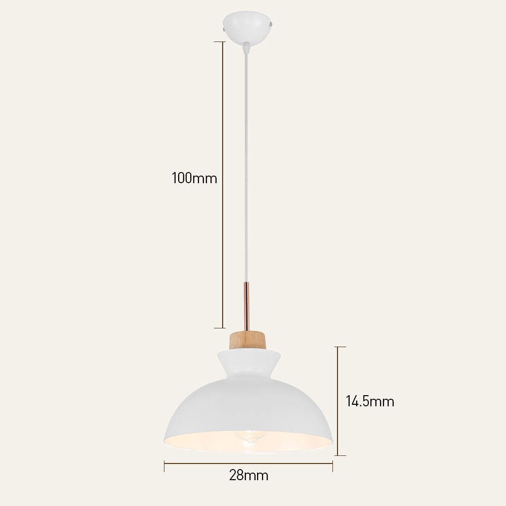 1-Bulb Art Decor Iron And Wood Round Pendant Lights For Dining Room