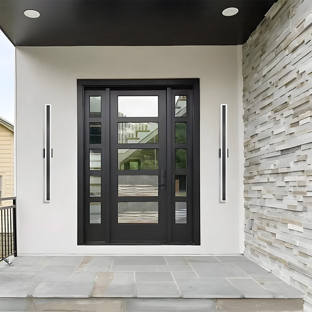Sleek Architectural Vertical Rectangle Frame Front Door Lights for Luxury House Entrance