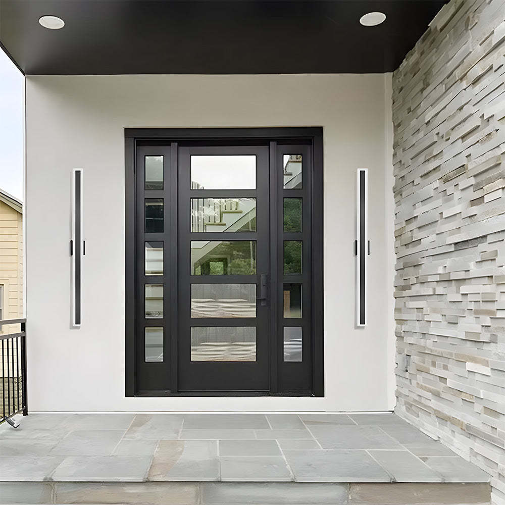 Sleek Architectural Vertical Rectangle Frame Front Door Lights for Luxury House Entrance