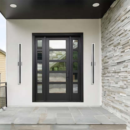 Sleek Architectural Vertical Rectangle Frame Front Door Lights for Luxury House Entrance