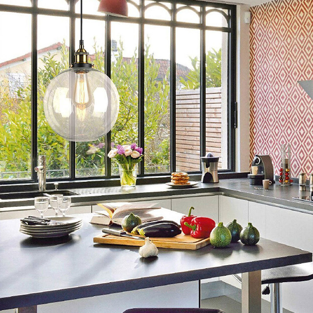 Minimalist Style Black Glass Pendant Light For Kitchen