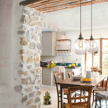 Minimalist Style Black Glass Pendant Light For Kitchen