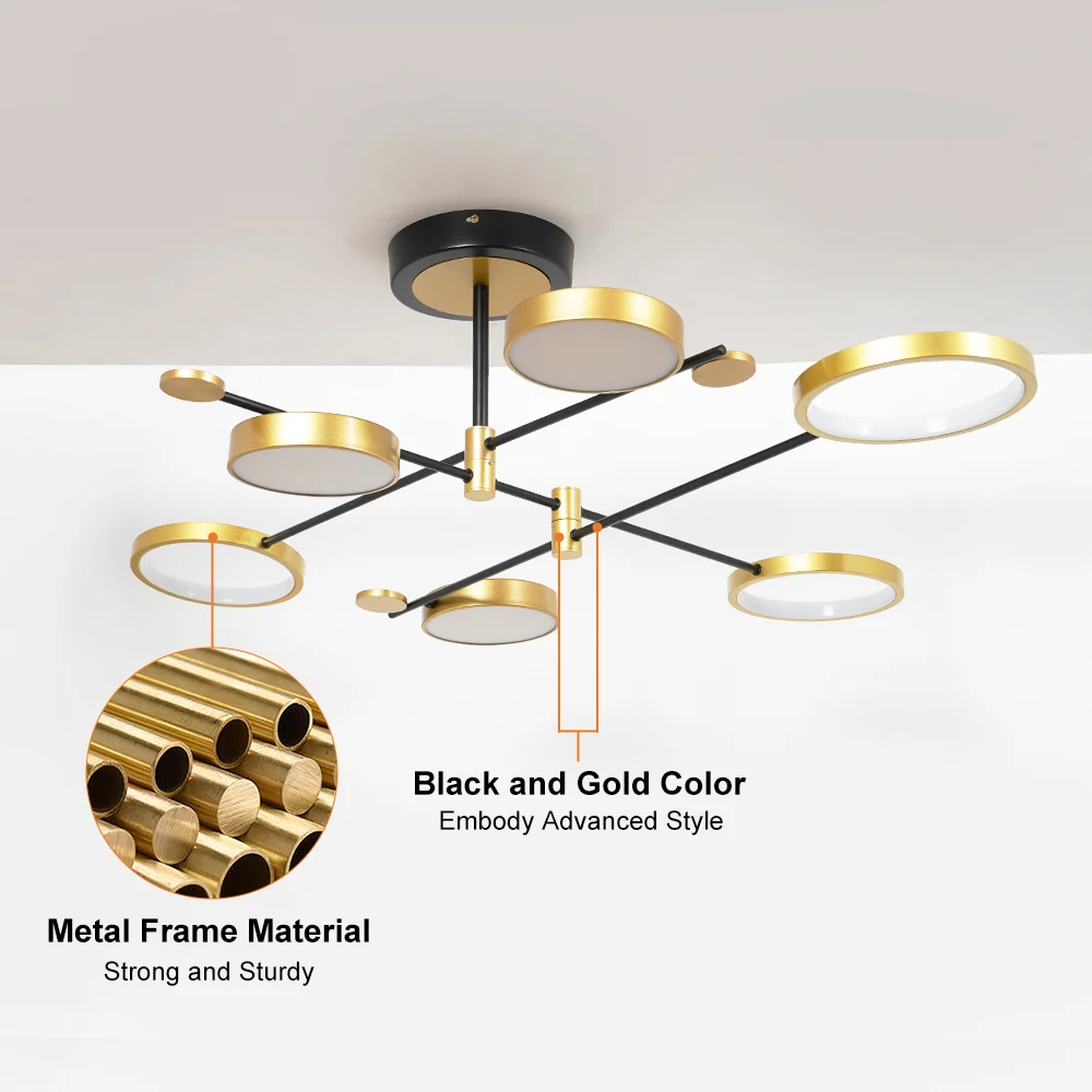 Circular Gold And Black LED Living Room Ceiling Light
