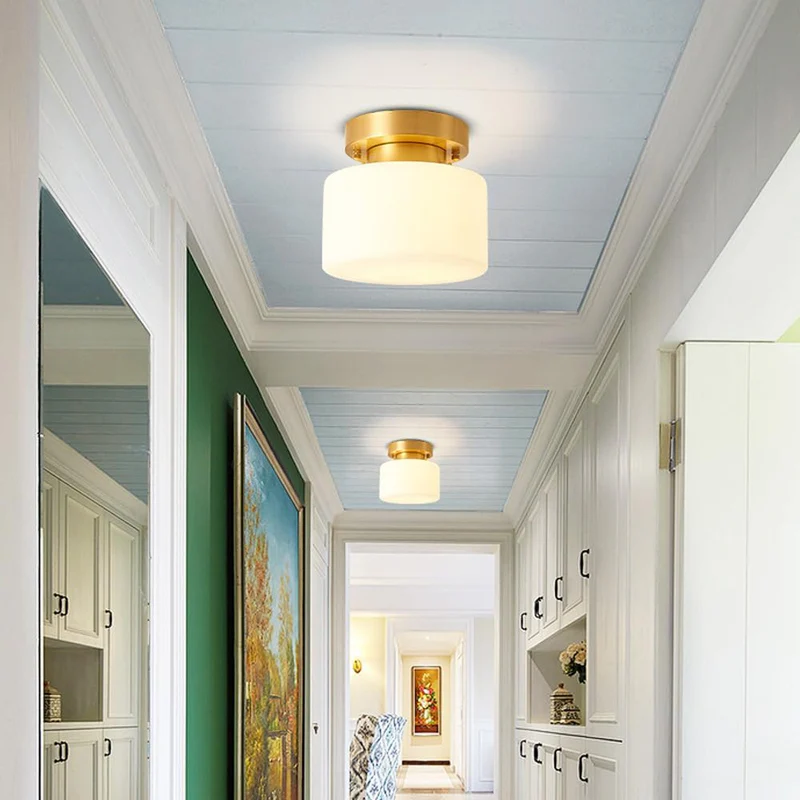 Minimalist Brass White Semi-Flush Ceiling Lighting