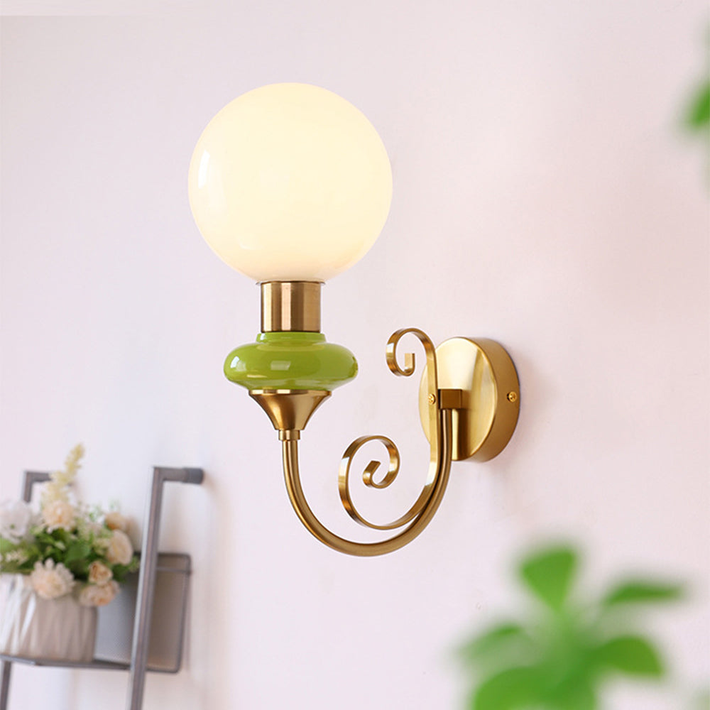 French Retro Glass 1-Light Wall Light