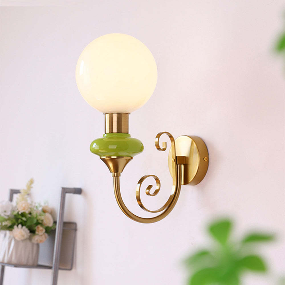 French Retro Glass 1-Light Wall Light