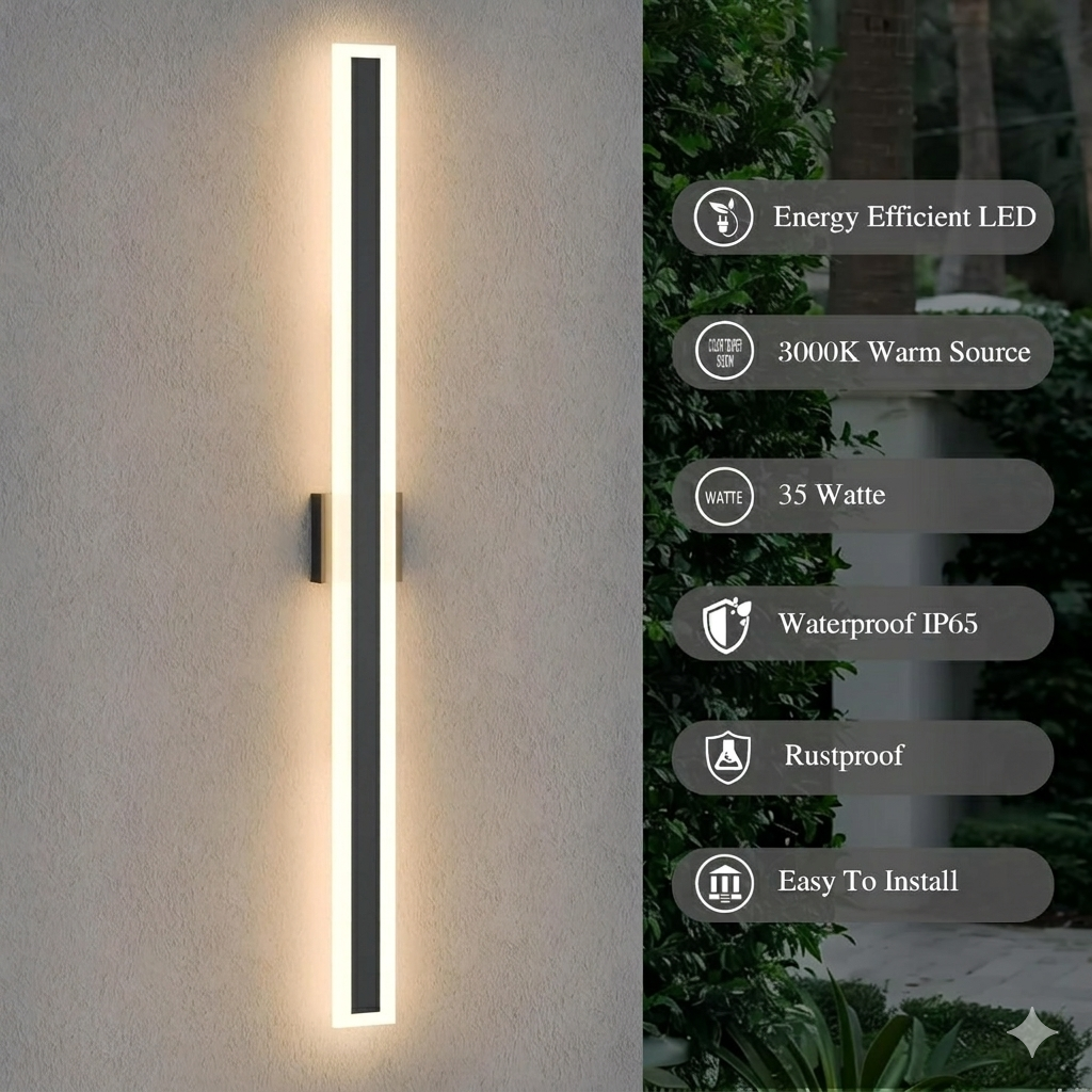 Sleek Architectural Vertical Rectangle Frame Front Door Lights for Luxury House Entrance