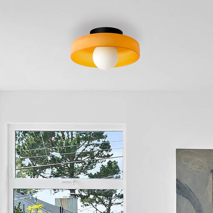 Glass Round LED Flush Mount Ceiling Light