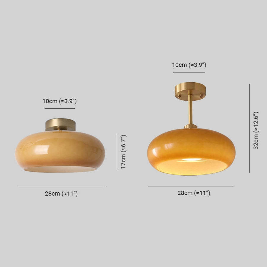 Retro Amber Round Glass Ceiling Light -Homdiy