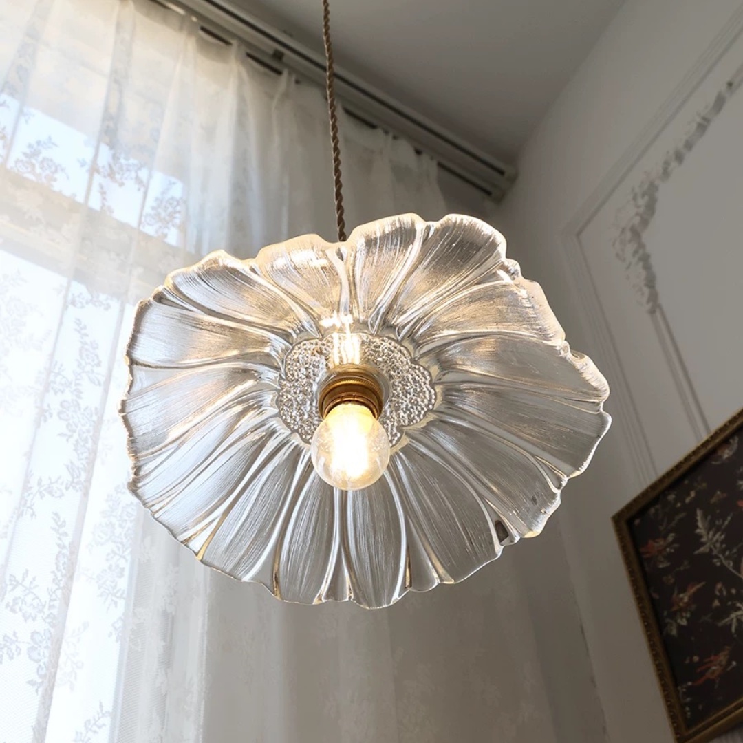 Vintage Flower Shape Glass Pendant Light For Dining Room