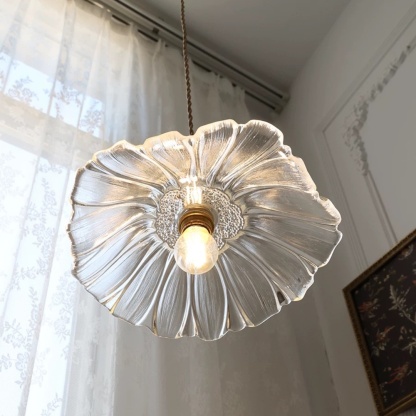 Vintage Flower Shape Glass Pendant Light For Dining Room