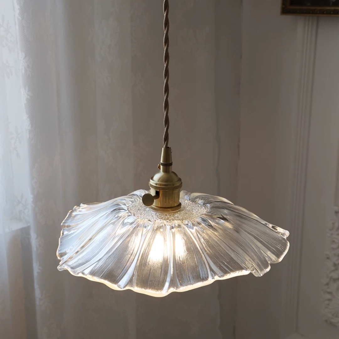 Vintage Flower Shape Glass Pendant Light For Dining Room
