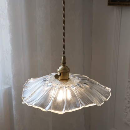 Vintage Flower Shape Glass Pendant Light For Dining Room
