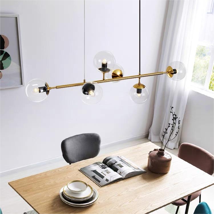 Nordic Designer Long Glass Island Lamp For Kitchen