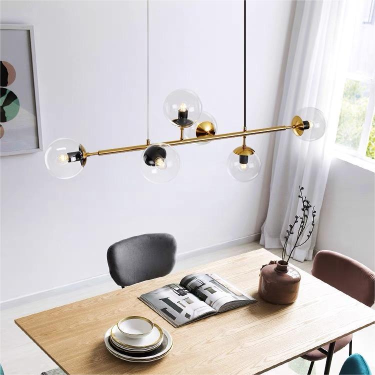 Nordic Designer Long Glass Island Lamp For Kitchen