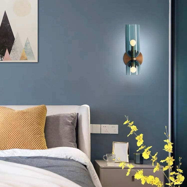 Double Head Glass Wall Lamp LED Sconce for Bedroom