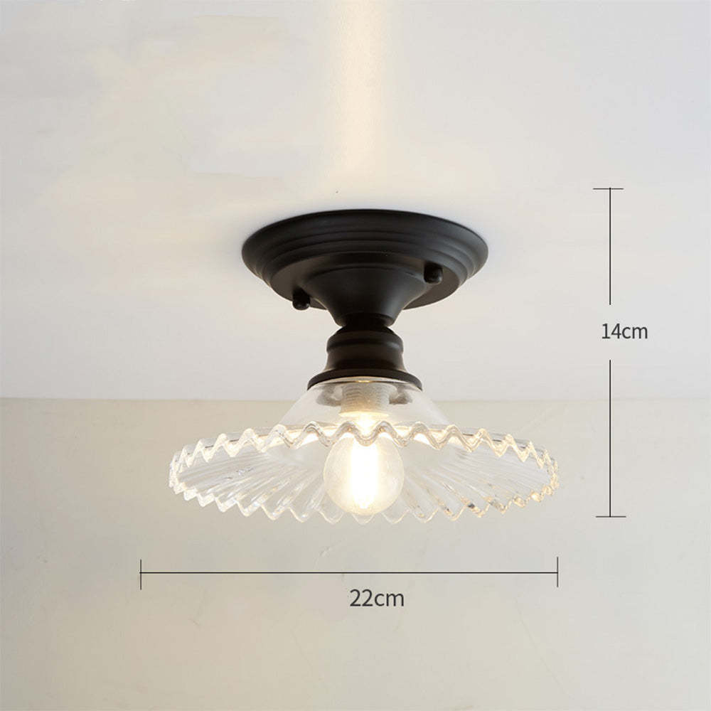 Industrial Ribbed Glass Semi Flush Ceiling Lights