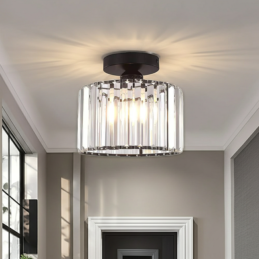 Modern Crystal Prism Drum Hallway Ceiling Light
