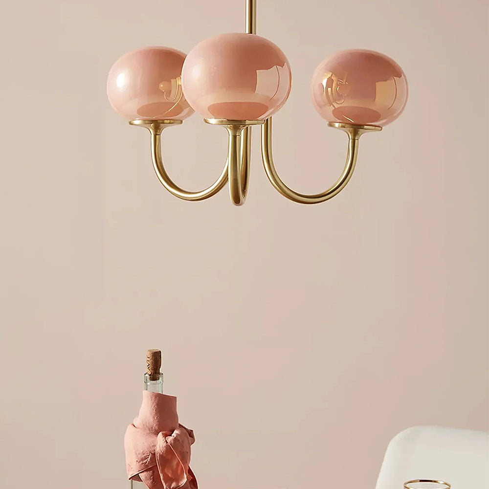 Bubble Pink Glass Marshmallow Chandelier -Homdiy