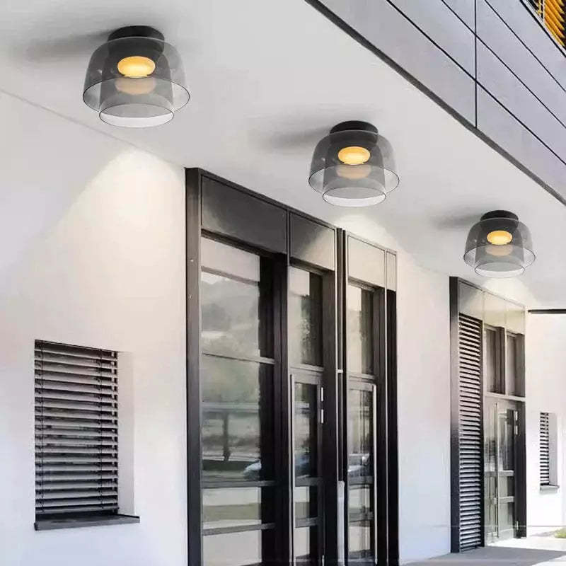 Bauhaus Style Glass Bowl Shaped Ceiling Light