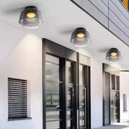 Bauhaus Style Glass Bowl Shaped Ceiling Light