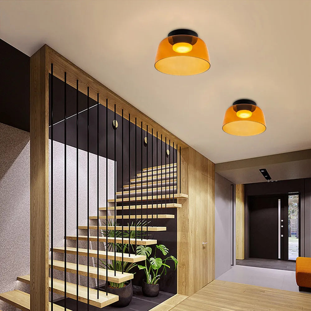 Bauhaus Style Glass Bowl Shaped Ceiling Light