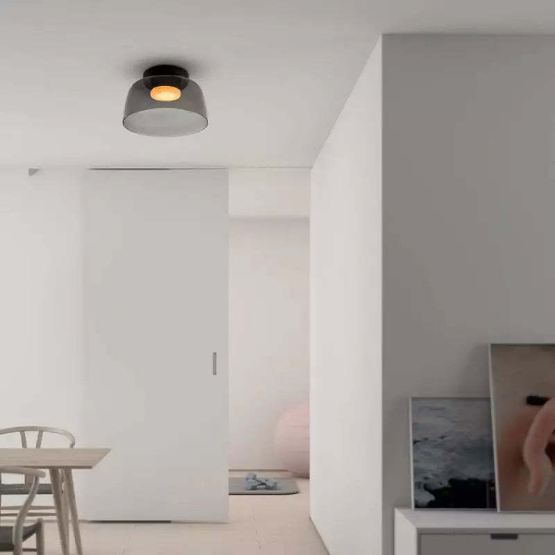 Bauhaus Style Glass Bowl Shaped Ceiling Light