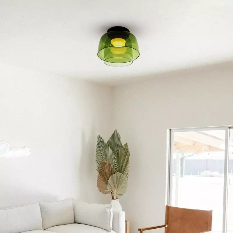 Bauhaus Style Glass Bowl Shaped Ceiling Light