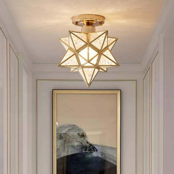 Picture Idea: Homdiy Ceiling Light Glass Semi Flush Light Star Metal Shade