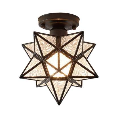 Antique Star Metal Shade Semi Flush Mount Ceiling Light -Homdiy